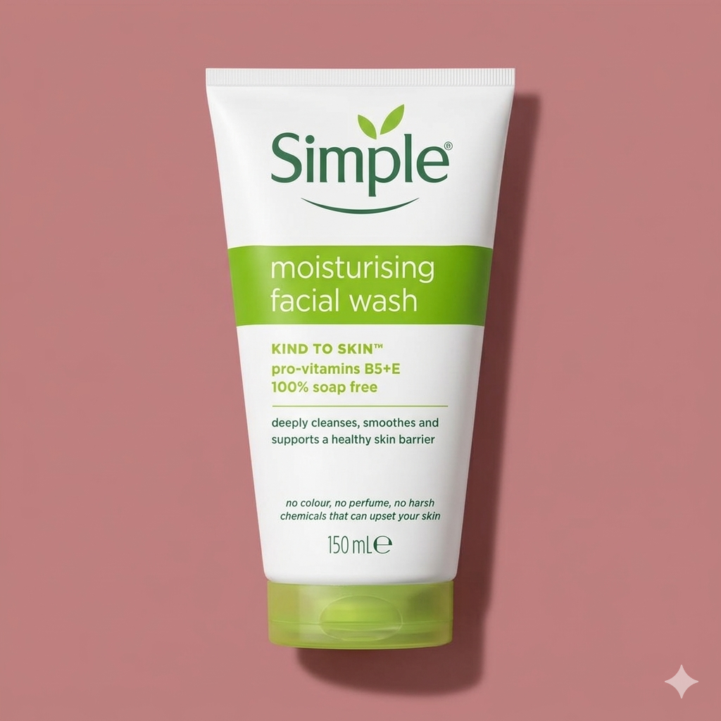 Simple Kind to Skin Moisturizing Facial Wash 150ml – 100% Soap-Free Cream Cleanser