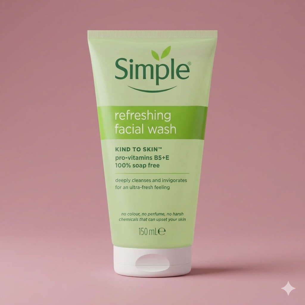 Simple Kind to Skin Refreshing Facial Wash 150ml – 100% Soap-Free Gel